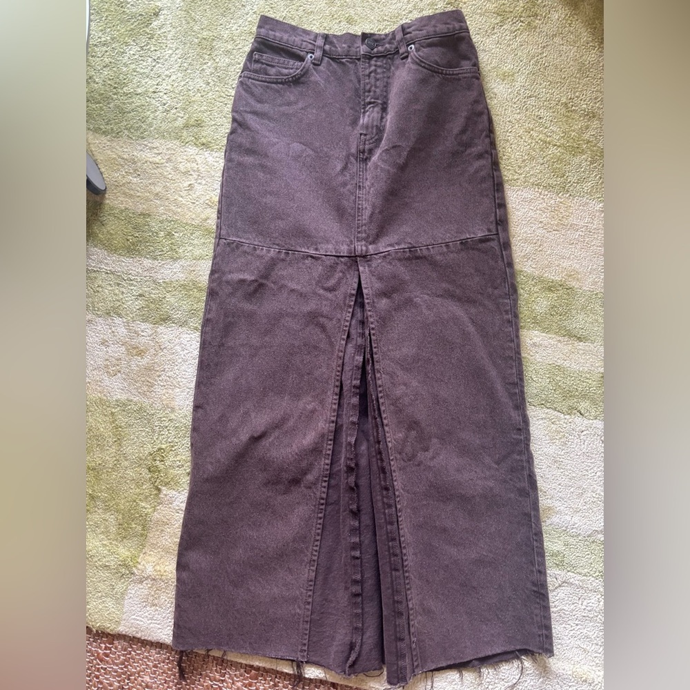 Reformation Dark Brown Maxi Skirt